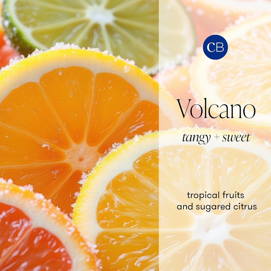 Volcano Candle - Black Petite Jar Candle - Glass Candle with Soy Wax Blend - Luxury Aromatherapy Candle - Tropical Fruits & Sugared Citrus Scented Candle (8 Oz)